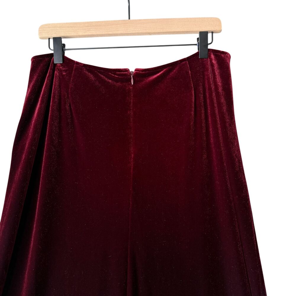 90s Cachet Velvet Maxi Skirt 12 Wine Red Stretch Romantic Whimsygoth Witchy USA - Picture 8 of 10